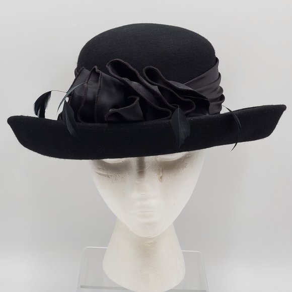 Betmar New York Wool Hat Satin & Feathers Hat Band - Picture 3 of 16